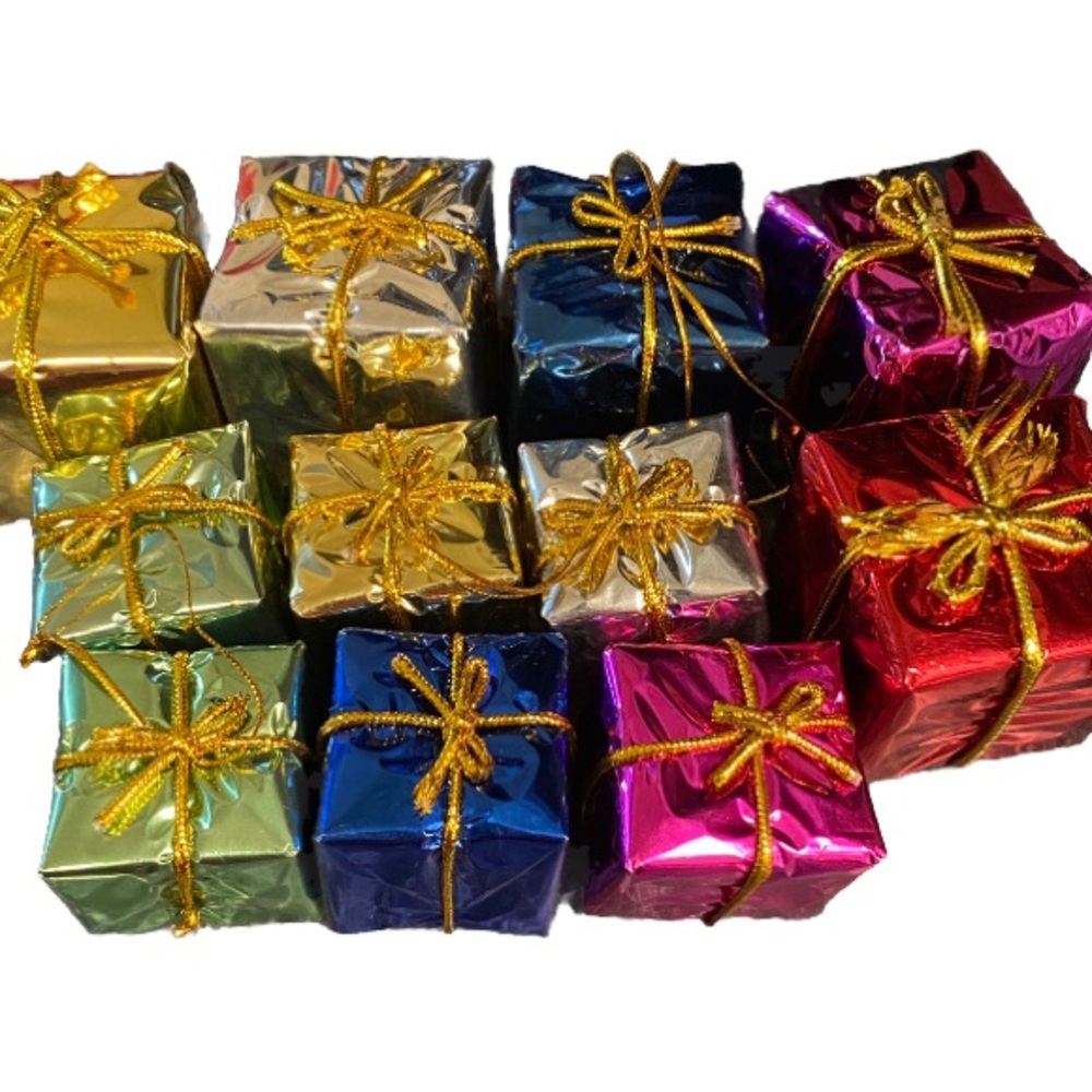 Mini Metallic Christmas Package Ornaments And Decor